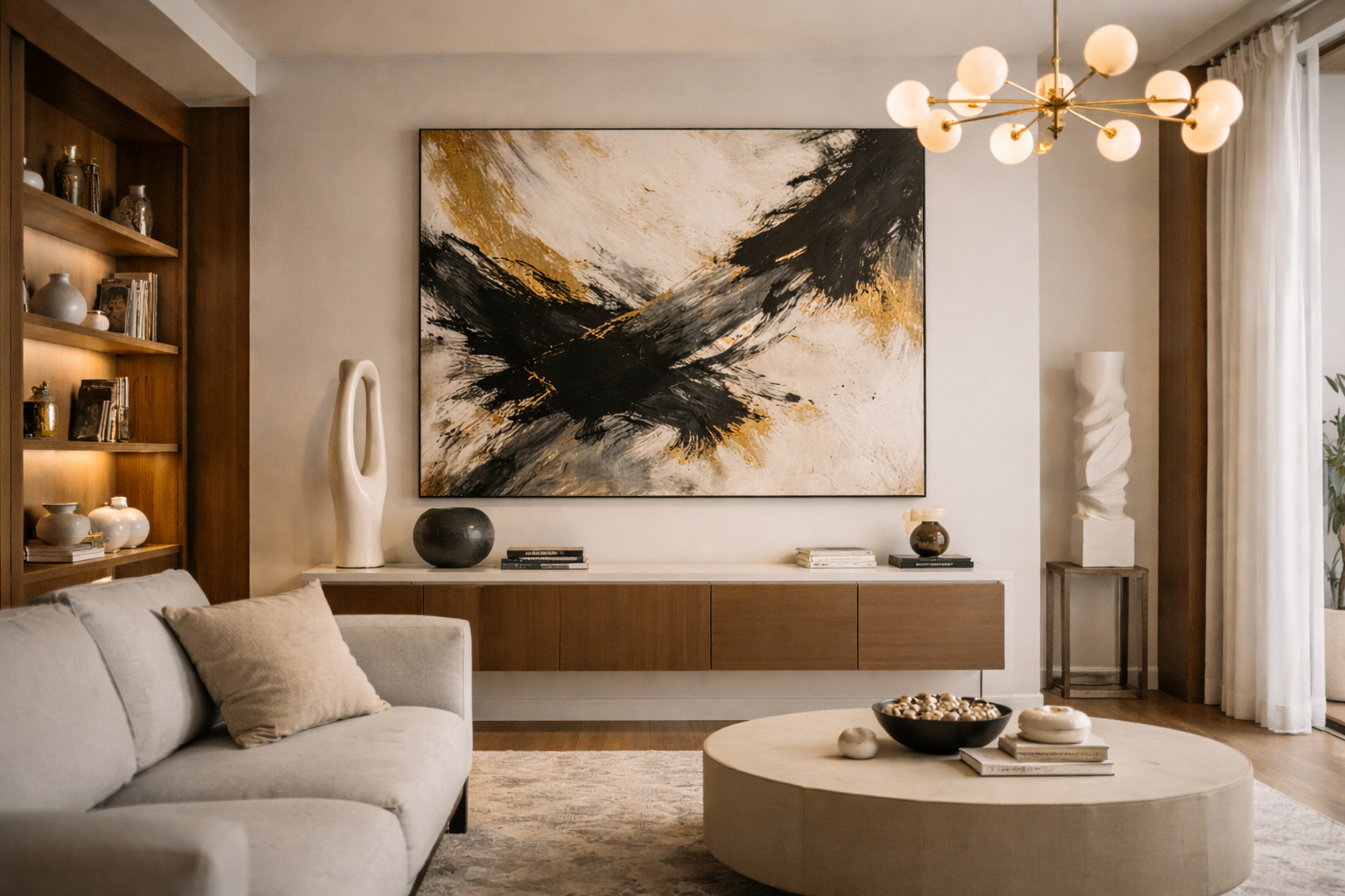 Curated premium showroom interior with soft light and elevated design